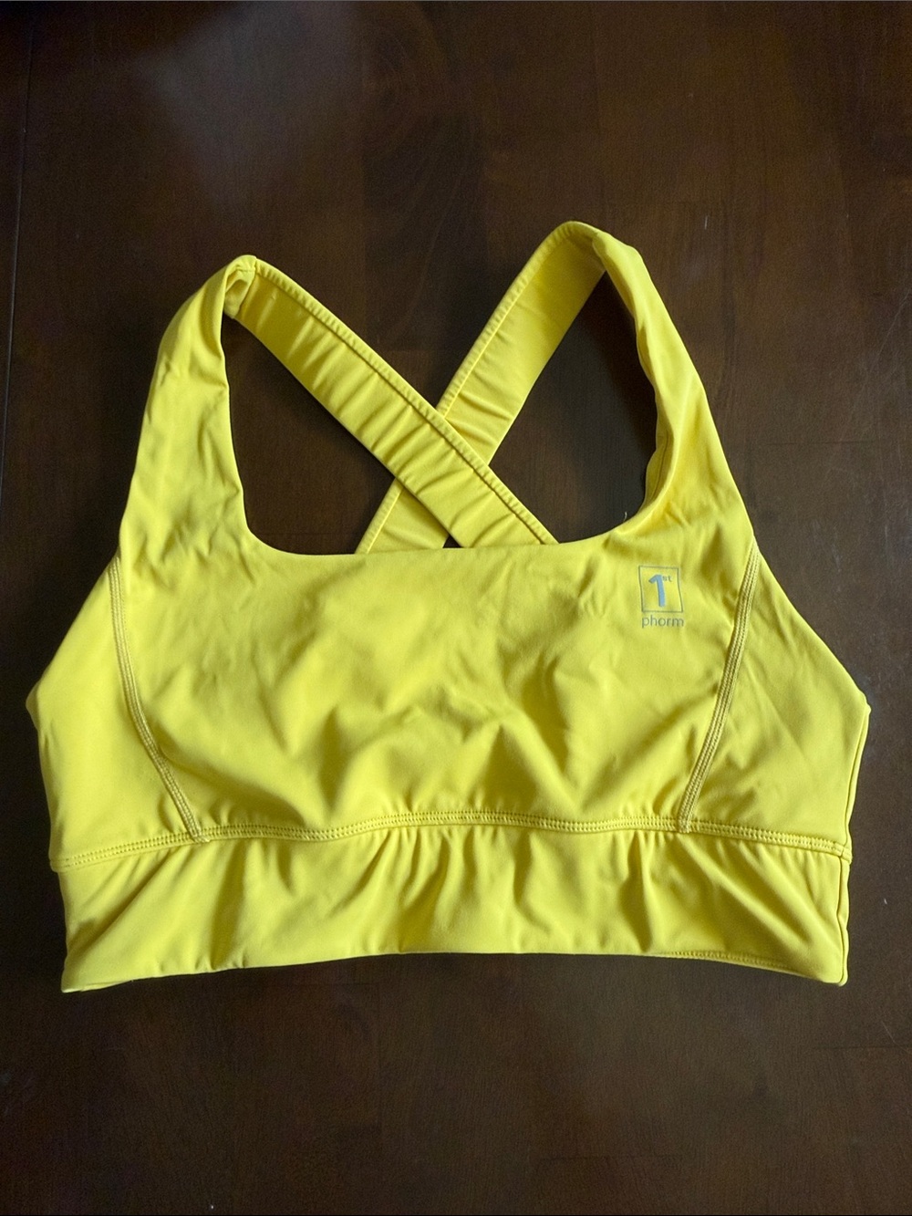 1st Phorm Bright Yellow Cross-Back Sports Bra, large